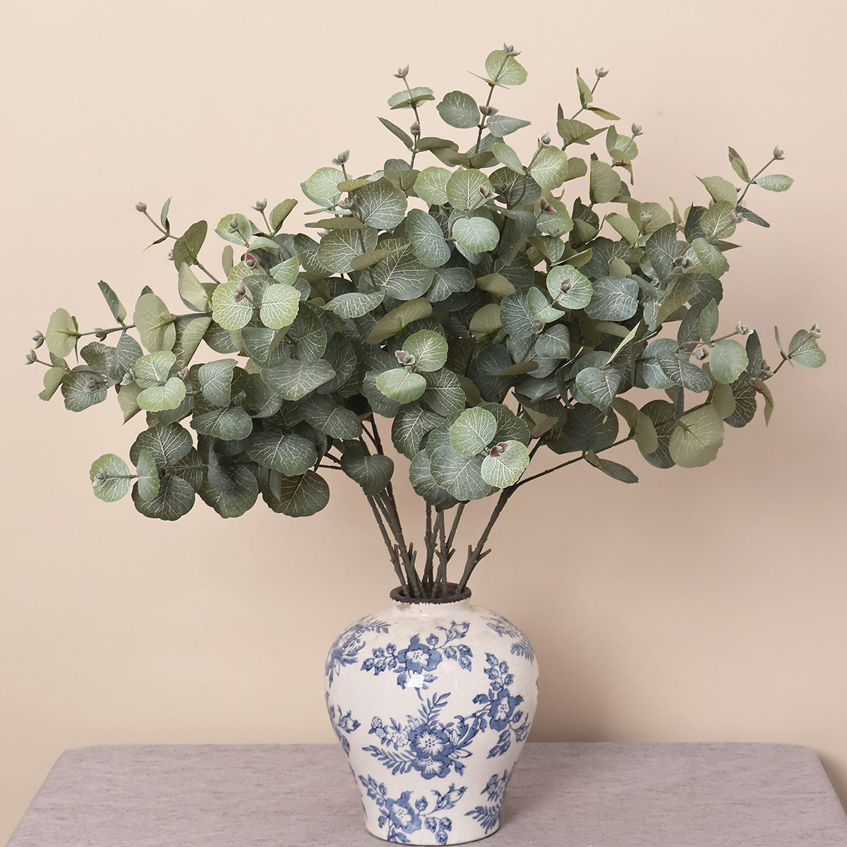 Eukalyptus Kunstpflanze Busch, Kunststoff (PE/PVC), biegbar, für Hochzeit, Floristik und Schaufenster