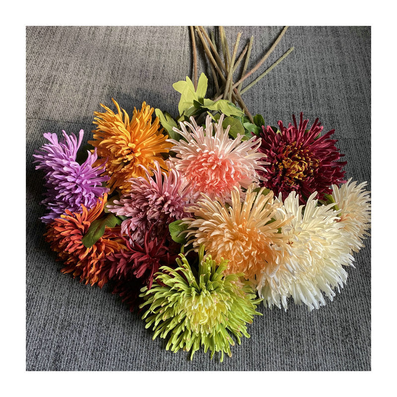 Künstliche Chrysantheme, einzelner Stiel mit 18 cm Blüte, 73 cm hoch, aus Seidenstoff, für Hochzeiten und Innendekoration