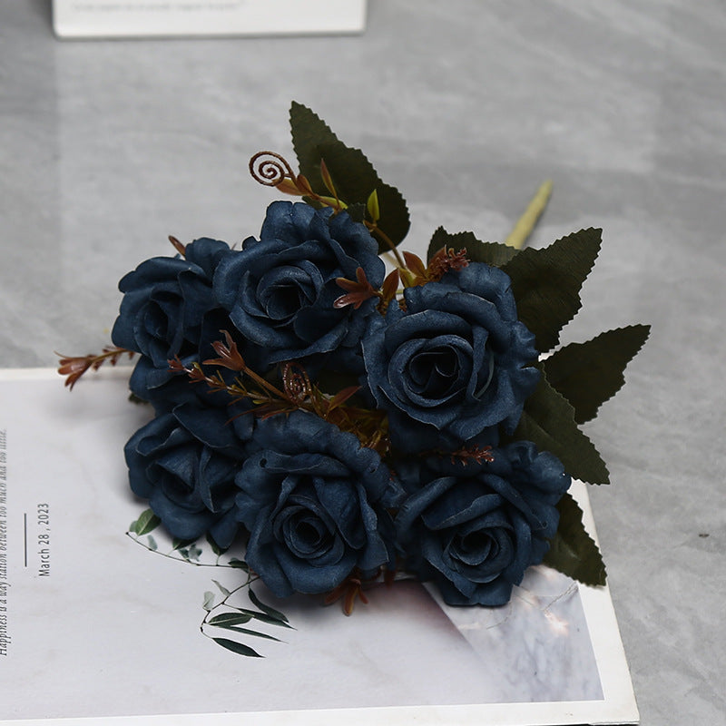 Künstliche Rosenstrauß mit 6 Blüten, 30 cm hoch, aus Seidenstoff, für Hochzeiten, Innendekoration und Gewerberäume