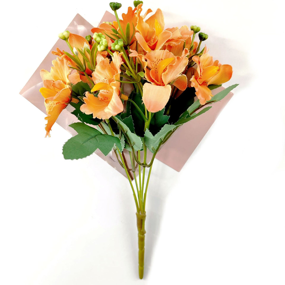 Künstliche Cattleya-Blumenstrauß, 30 cm hoch, 10 Blüten, Seidenstoff, rustikaler Stil, für Hochzeiten und Innendekoration