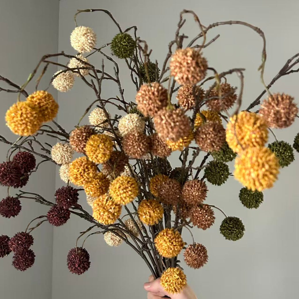 Kunstblumen Wildfrüchte-Zweig mit 8 Fruchtköpfen, Kunststoff, Kunstpflanze für Hochzeit, Hotel und Schaufenster