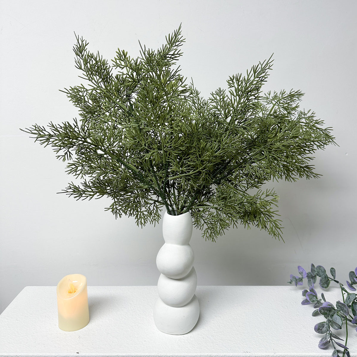 Künstlicher Wacholder-Zweig (Zypresse), einzelner Zweig, Kunststoff, biegbar, für Weihnachtsdeko, Floristik und Schaufenster