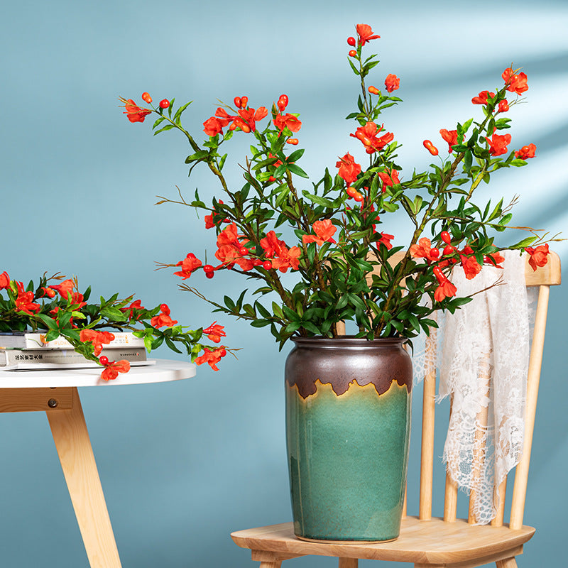Künstliche Granatapfelblüte, einzelner Stiel mit 13 Blüten, 80 cm hoch, aus Kunststoff, für Innendekoration