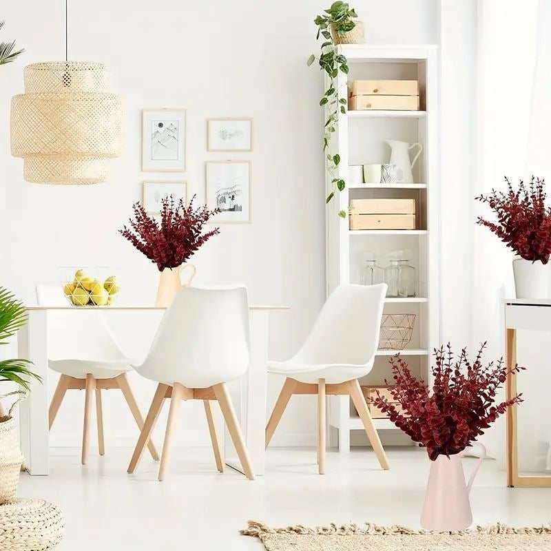 Künstlicher Eukalyptus, rot, Einzelzweig im 50er-Pack, Kunstblume für Hochzeit, Deko und Gewerbe