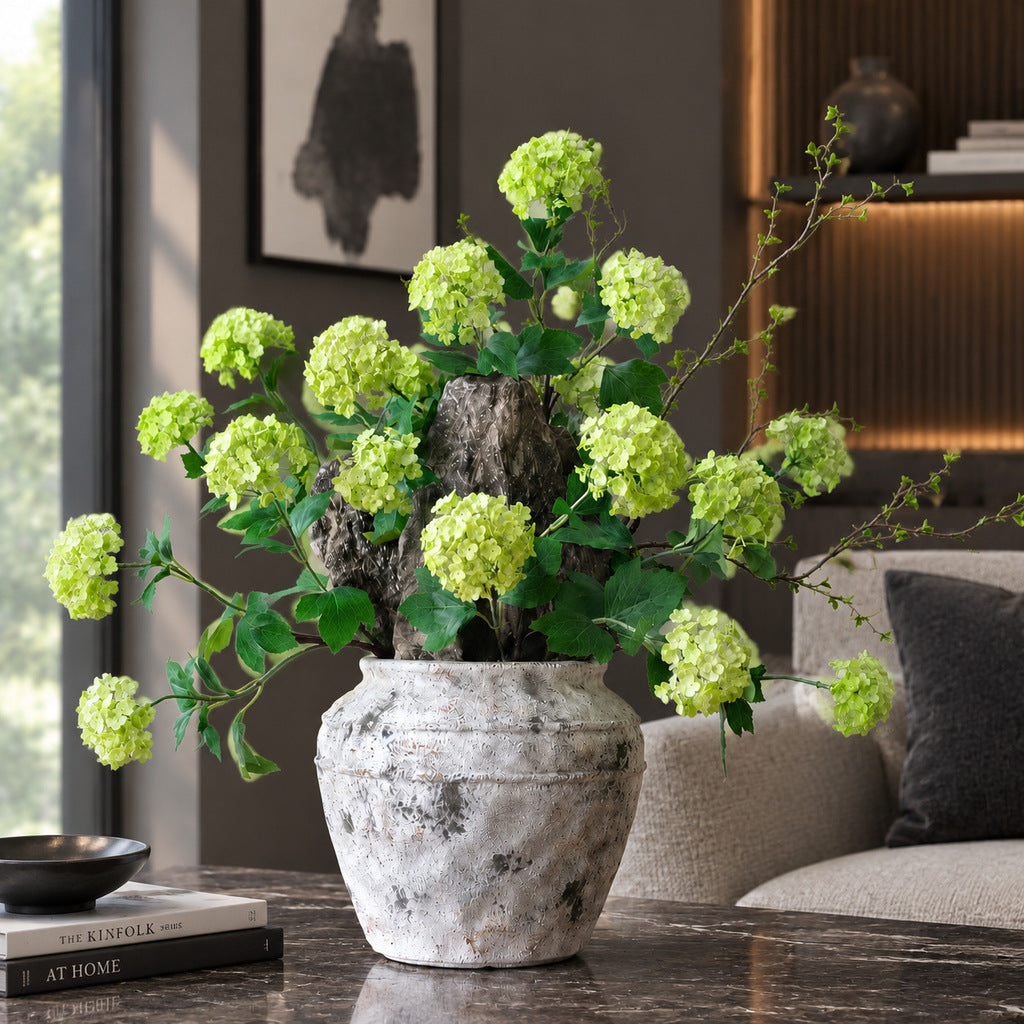Künstliche Hortensie, 3-blütiger Busch aus Seidenstoff, 70 cm, für Innenraum, Tischdekoration, Hochzeit, Ladenausstattung