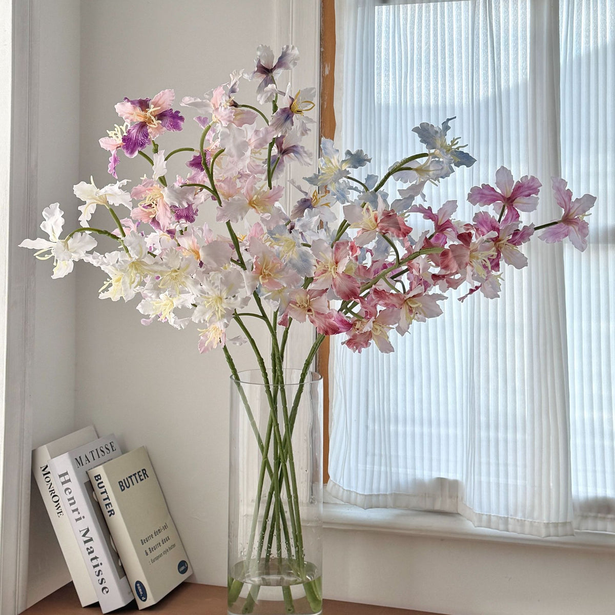 Künstliche Irisblüten, 9-blütiger Busch, 94 cm Höhe, aus Seidenstoff, für Hochzeiten und Innendekoration