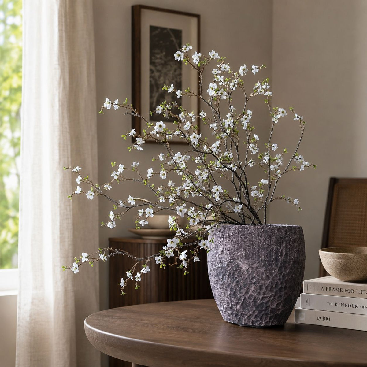Künstliche Chimonanthus-Blume, einzelner Stiel mit 88 Blüten, 110 cm, PU-Material, moderne Tischdekoration für Zuhause, Hotel und Gewerbe