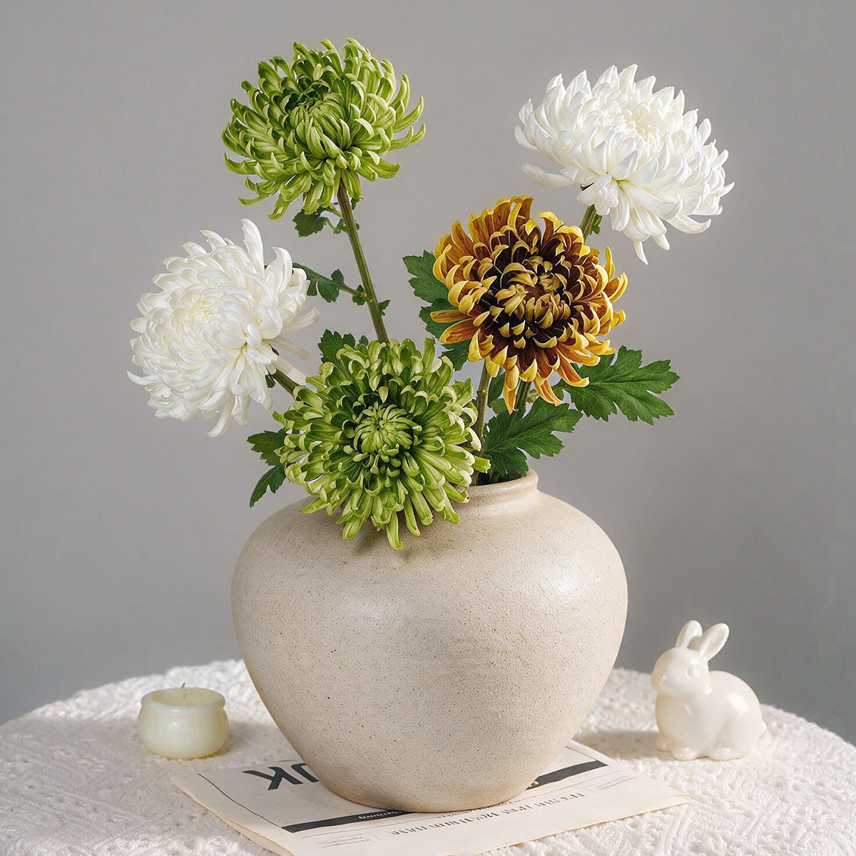 Kunstblume Zinnie, Einzelstiel mit 1 Blüte, PU, Herbstfarben im Vintage-Stil, für Hochzeit, Hotel und Dekoration