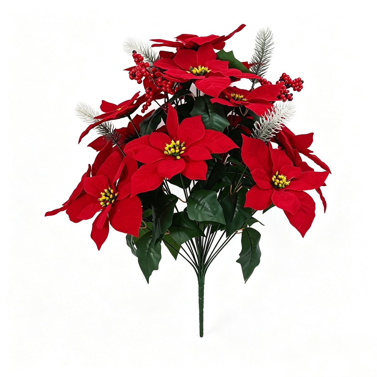 Künstliche Weihnachtssterne, 58 cm, 24 Blüten, Samtstoff, für Hotel, Büro, Hochzeit