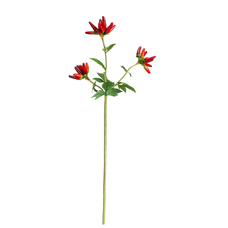 Künstlicher Chili-Zweig, 69 cm, 32 Blüten, einzelner Stiel aus Schaumstoff, für Innenraumdekoration