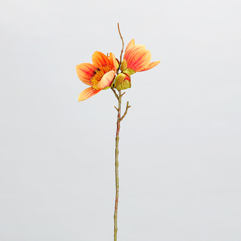 Künstliche Kapokblüte, einzelner Stiel mit 4 Blüten, 42 cm Höhe, aus Seidenstoff, für Innendekoration