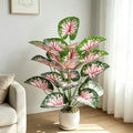 Künstliche Caladium-Pflanze in Rosa, 53 cm, für Innen- und Außendekoration, Wohnzimmer, Hochzeit, Büro
