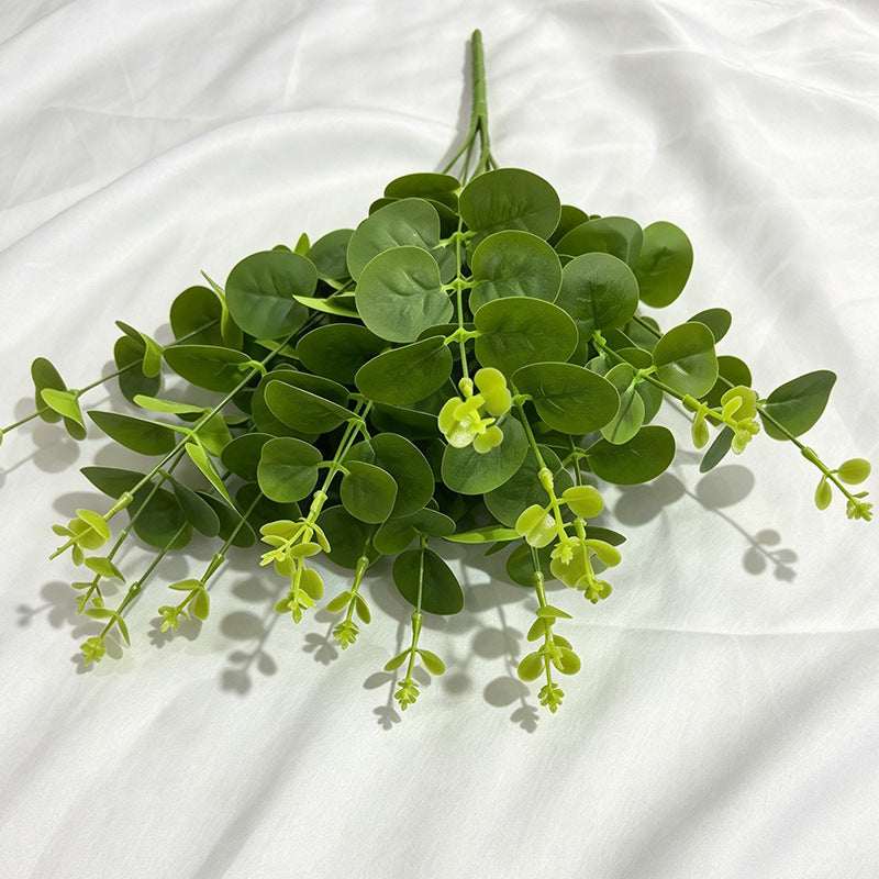 Künstliche Geldblatt-Pflanze (Pilea) im Bund, 1 Büschel mit Rundblättern, Kunststoff, für Vase, Hochzeit und Wohndeko