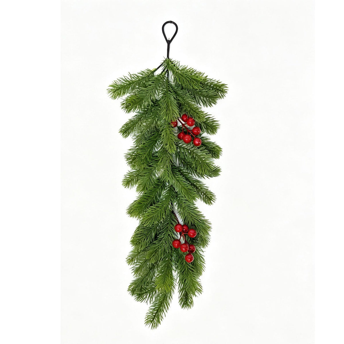Künstliche Tannennadel-Girlande mit Weihnachtssternen, Kunststoff, hängend, Weihnachtsdeko für Tür und Wand