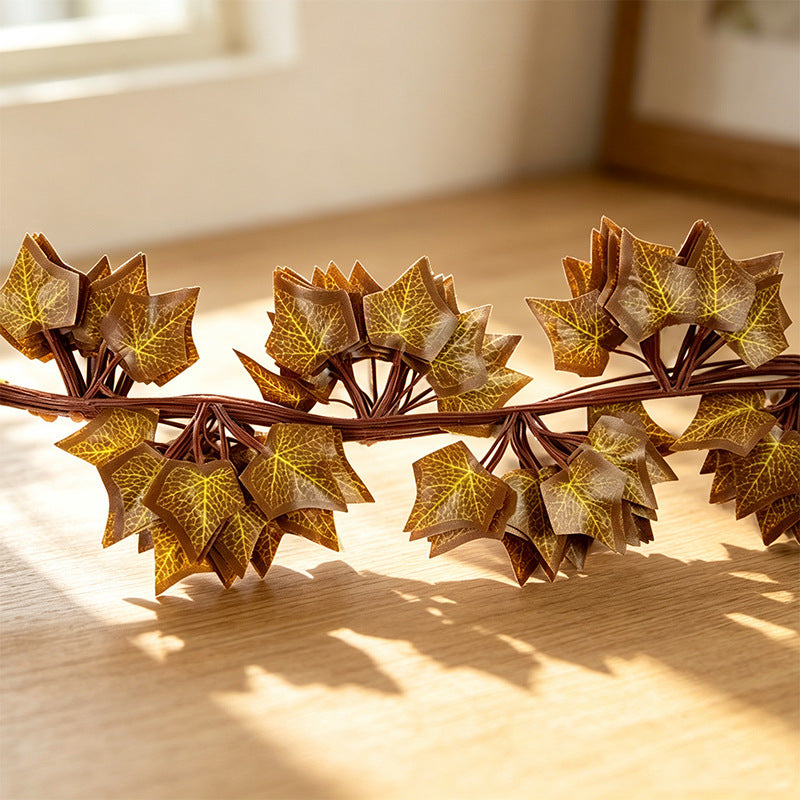 Künstliche Herbst-Ahornblatt-Girlande, Rankgirlande aus Kunstseide-Stoff, 12 Stück je Pack, für Innen und Außen, Herbstdeko