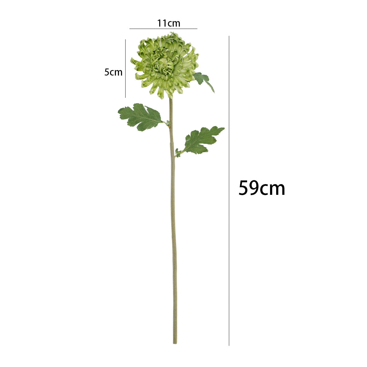 Künstliche Chrysantheme Einzelstiel, 59 cm hoch mit 11 cm Blütendurchmesser, aus seidigem Polyesterstoff für Hochzeiten und Home-Deko