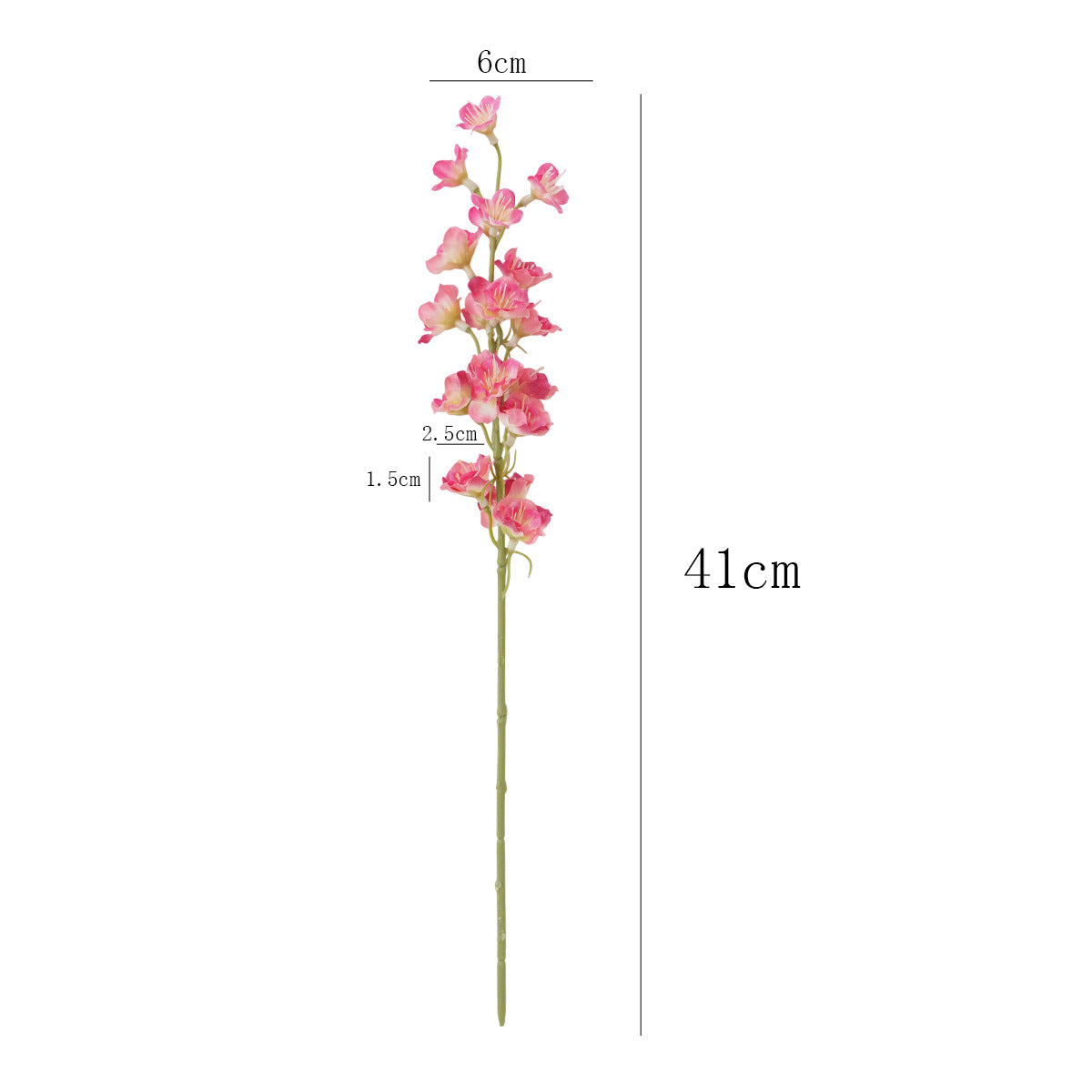 Künstliche Rittersporn-Blüte, einzelner Stiel mit 16 Blüten, 41 cm hoch, aus Seidenstoff, für Hochzeiten und Innendekoration