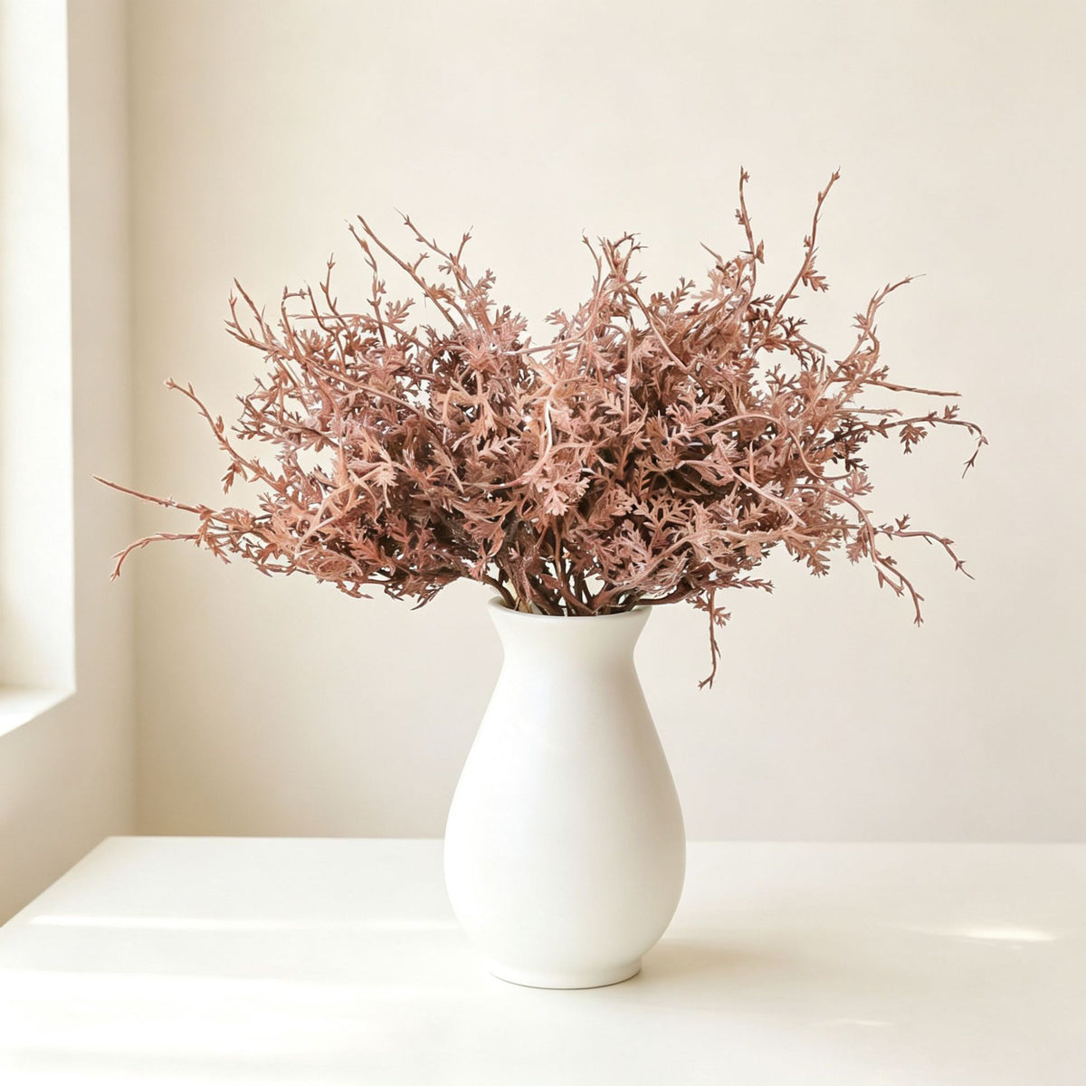Kunstblumen Raureif-Zweige, Bouquet 5er-Set aus Kunststoff, Deko für Hochzeit, Hotel und Schaufenster