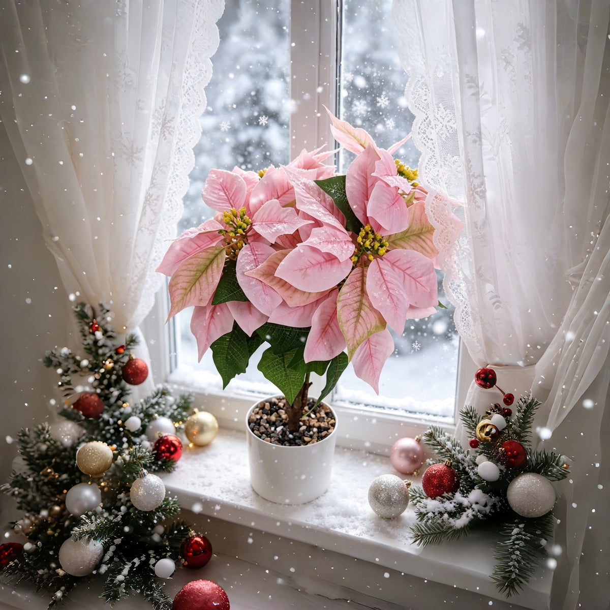 Künstliche Weihnachtssterne, 52 cm hoch, aus Seidenstoff, für Innenräume, Weihnachtsdekoration, Hotel und Eventdesign