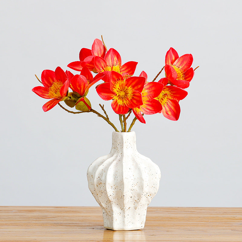 Künstliche Kapokblüte, einzelner Stiel mit 4 Blüten, 42 cm Höhe, aus Seidenstoff, für Innendekoration