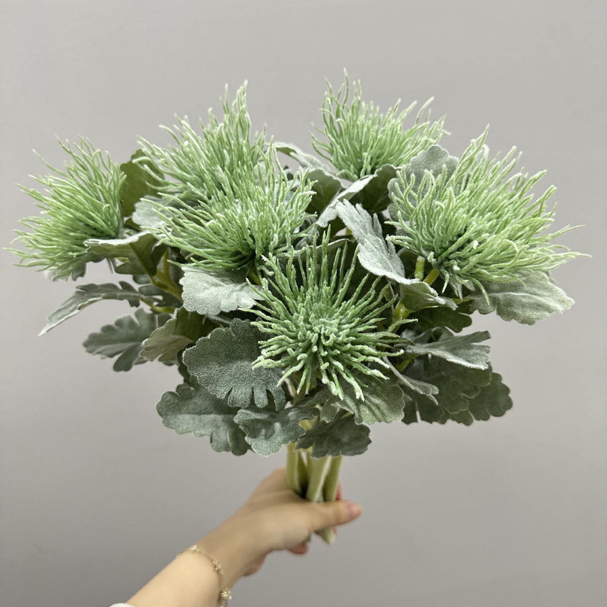 Künstliche Eryngium-Blume, 38 cm hohe Einzelstängel-Deko, Seidenstoff-Blüte für Hochzeiten, Büro und Zuhause
