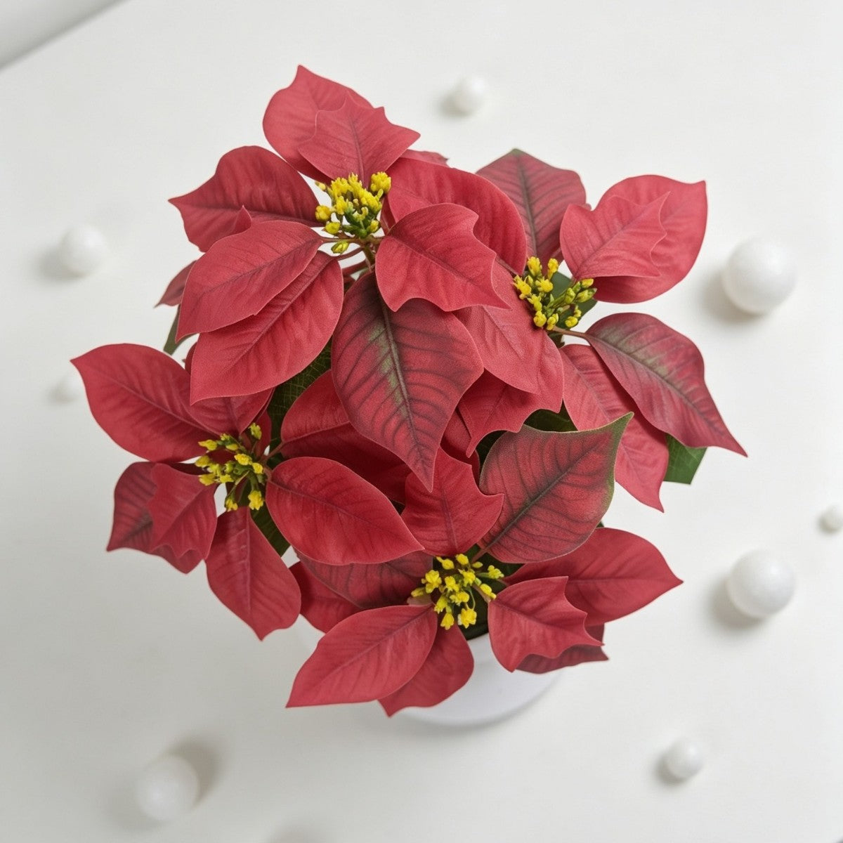 Künstlicher Weihnachtsstern, 5 Blüten, 52 cm, aus Seidenstoff, für Weihnachtsdekoration, Hochzeiten und Büros