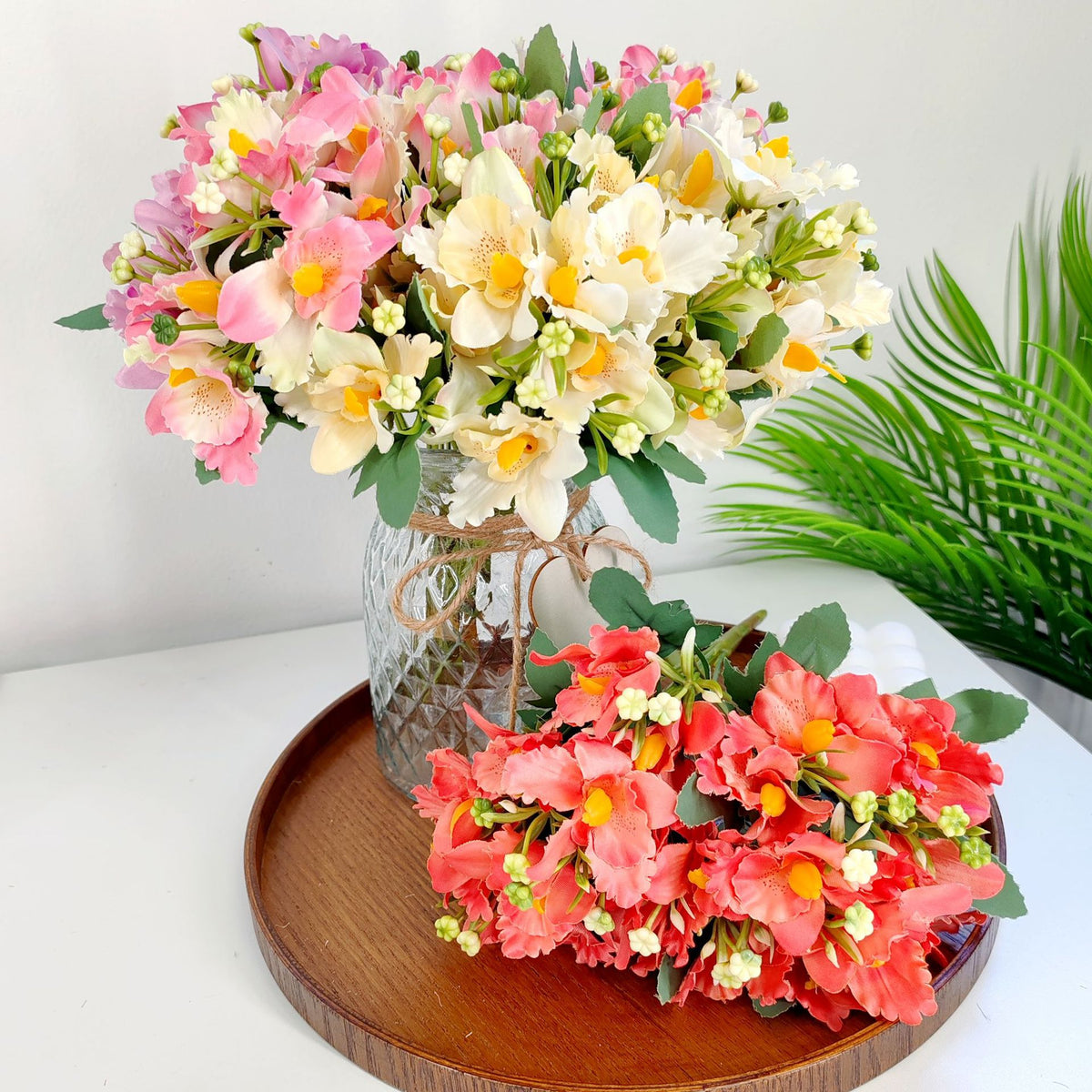 Künstliche Cattleya-Blumenstrauß, 30 cm hoch, 10 Blüten, Seidenstoff, rustikaler Stil, für Hochzeiten und Innendekoration