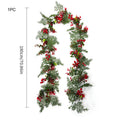 Kunstpflanze Eukalyptus-Ranke mit roten Beeren und Wacholder-Nadeln, Kunststoff, Weihnachtsdeko, für Hochzeit und Gastronomie