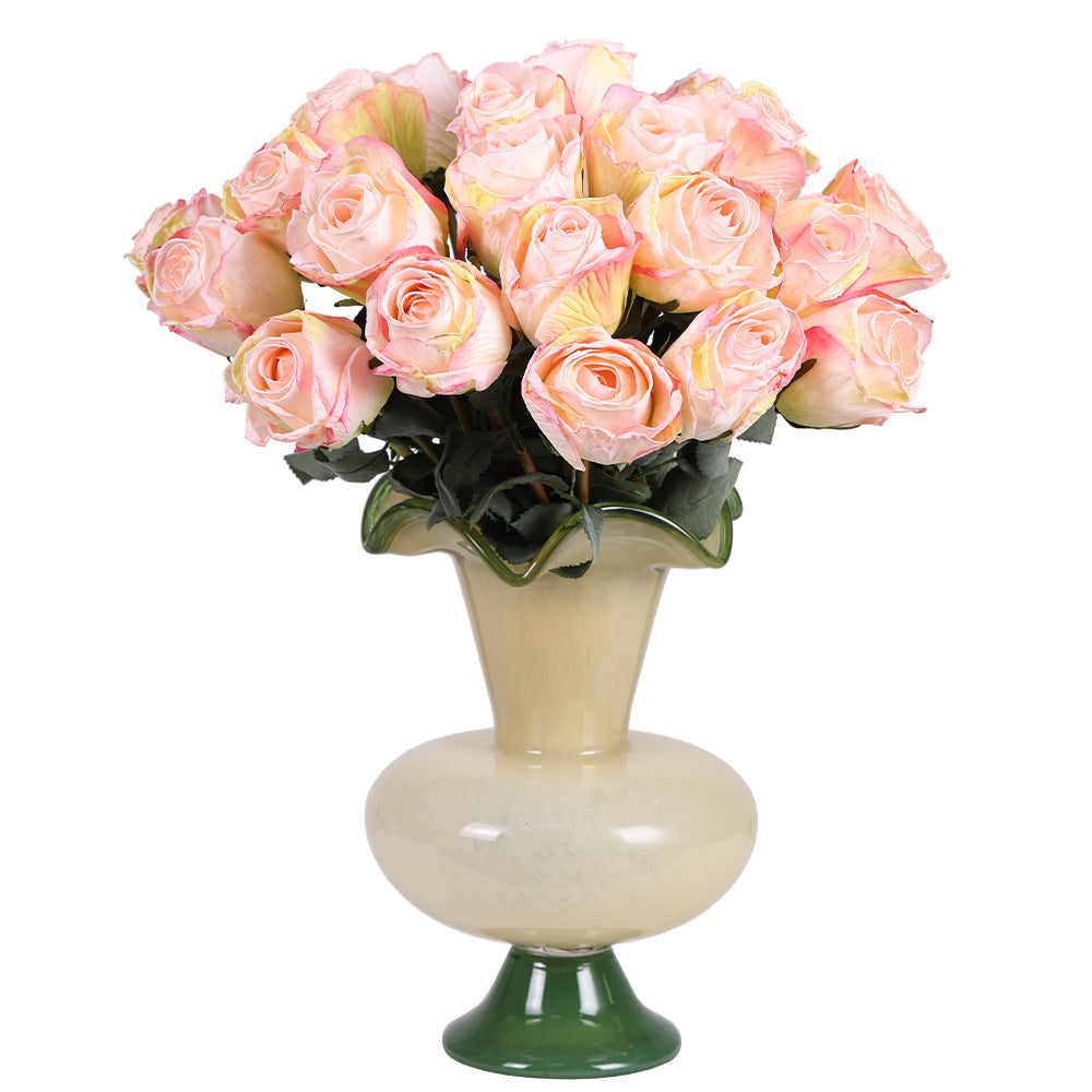 Künstliche Rosenstrauß, 7 Stiele, 38 cm Höhe, Seidenmaterial, für Hochzeiten, Innendekoration, Festdekoration
