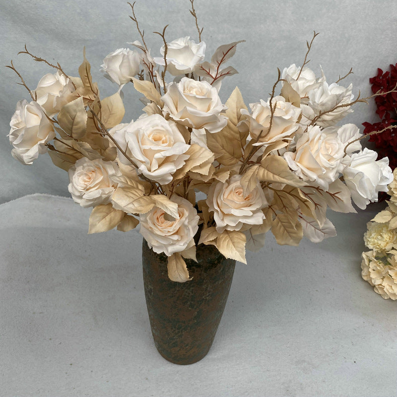 Künstliche Iris-Rose, 1 Stiel mit 2 Blüten, 80 cm Höhe, aus Seidenstoff, für Hochzeiten und Wohnaccessoires