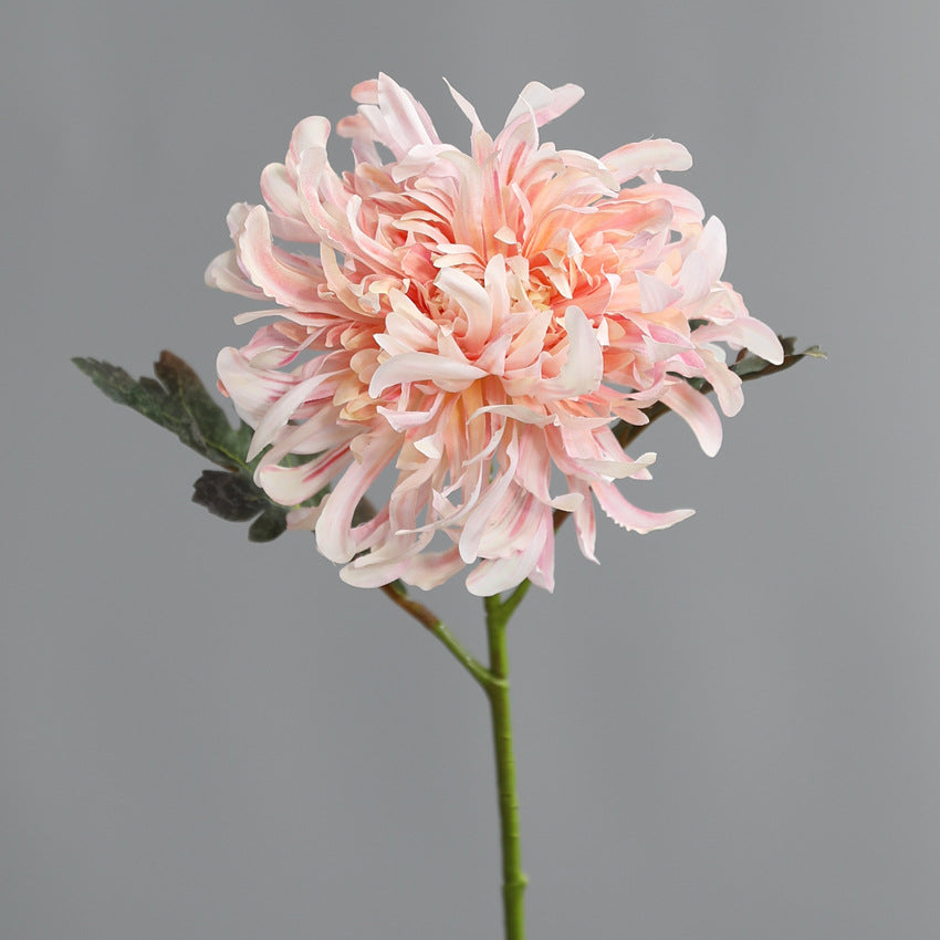 Künstliche Pfingstrosen-Chrysantheme, Einzelstiel mit 1 Blütenkopf, Kunstseide-Stoff, Stiel biegbar, für Hochzeit, Deko und Schaufenster