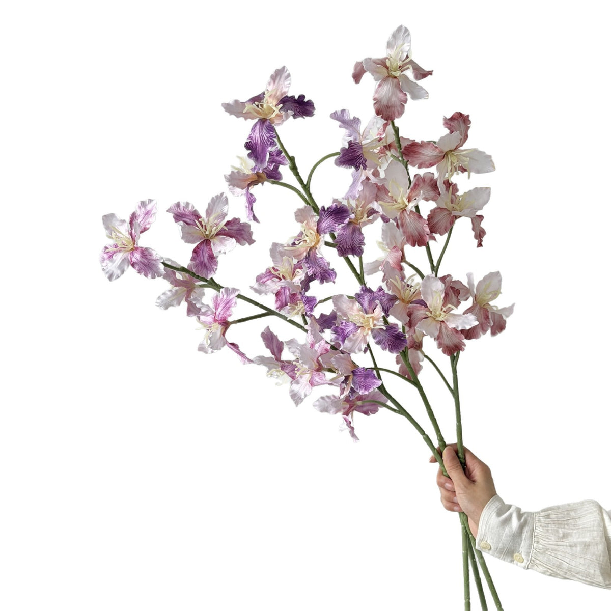 Künstliche Irisblüten, 9-blütiger Busch, 94 cm Höhe, aus Seidenstoff, für Hochzeiten und Innendekoration