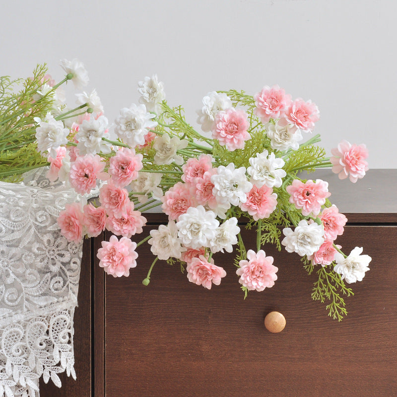 Künstliche Chrysantheme, 1 Stiel mit 4 Blüten, 48 cm, Seidenblumen für Hochzeit, Dekoration, Innenraum