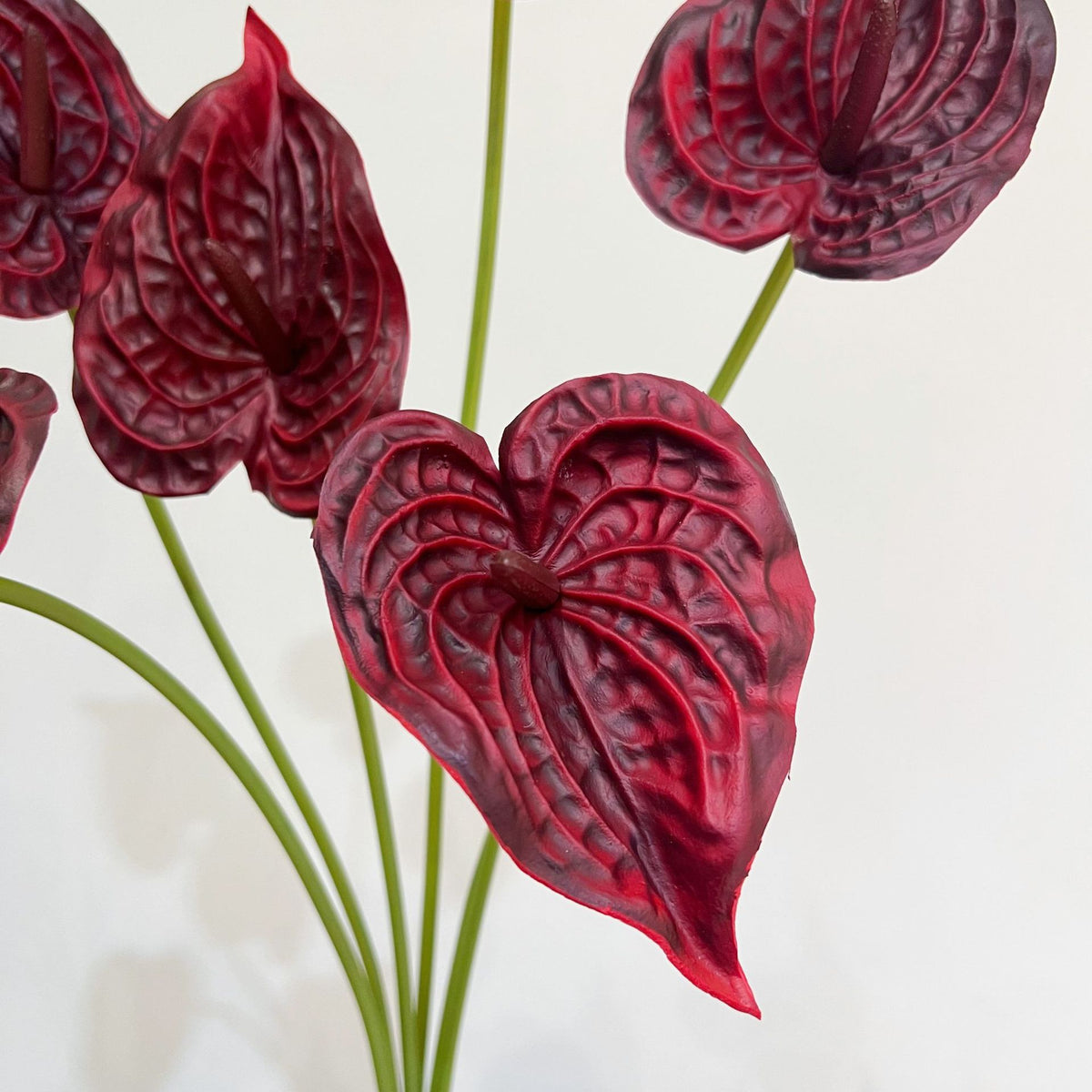 PU Anthurium-Einzelstiel, 56 cm, realistisch, für Hochzeiten, Wohn- und Geschäftsräume