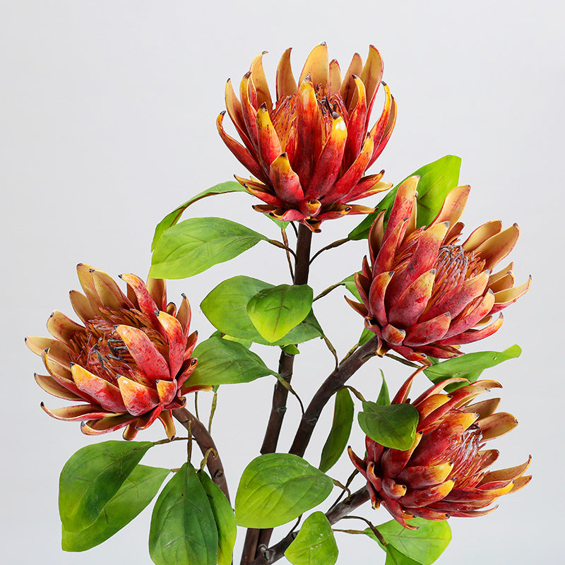 Künstliche Protea Blüte, einzelner Stiel mit 1 Blütenkopf, 63 cm hoch, aus seidenähnlichem Polyester, für Hochzeitsdekoration und Inneneinrichtung