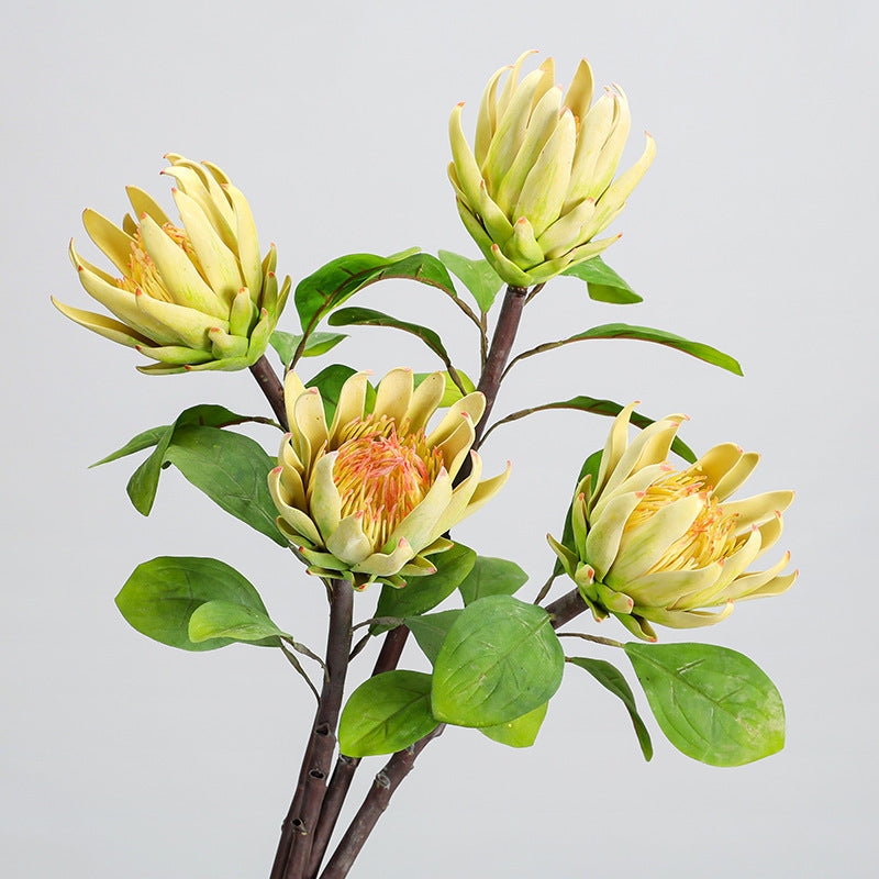 Künstliche Protea Blüte, einzelner Stiel mit 1 Blütenkopf, 63 cm hoch, aus seidenähnlichem Polyester, für Hochzeitsdekoration und Inneneinrichtung
