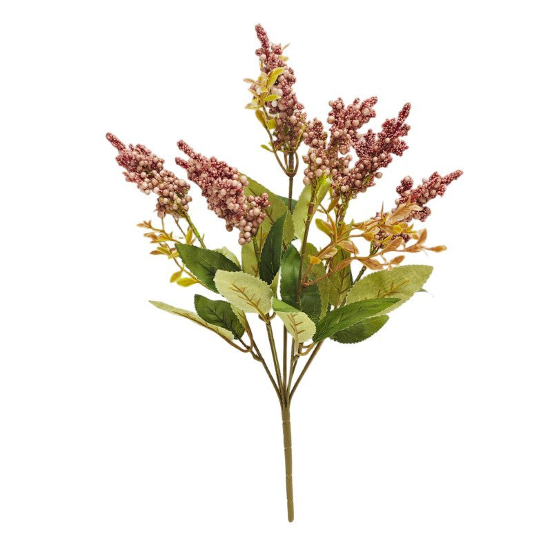 Künstliche Wildbeeren-Busch mit 7 Blüten, 40 cm hoch, aus Schaumstoff für Wohnraum und Gewerbe