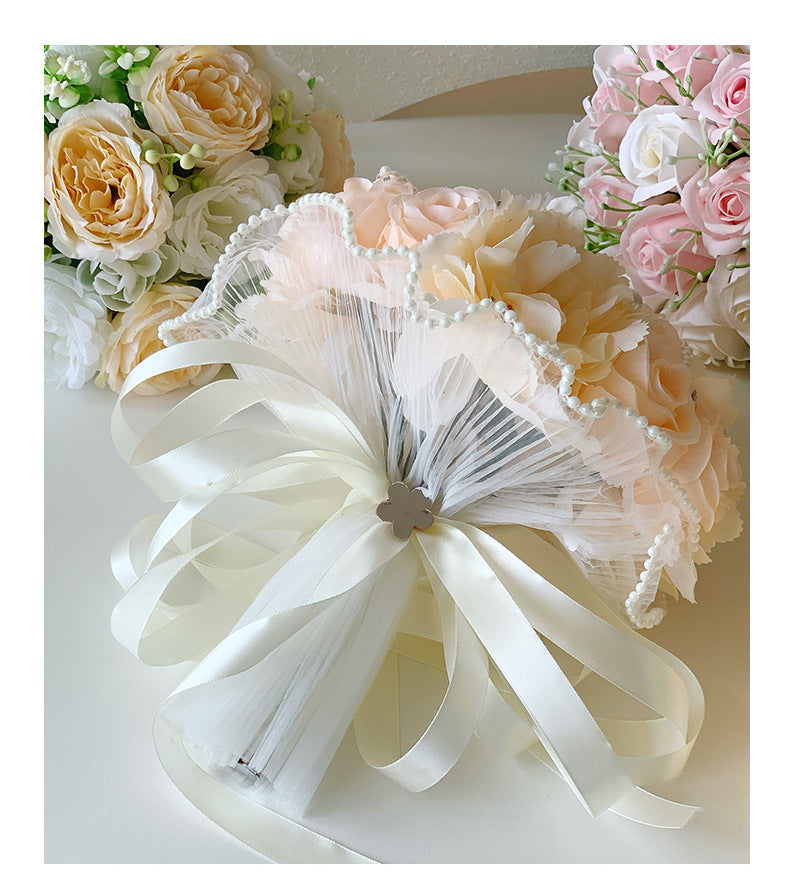 Hochzeits-Brautstrauß künstliche Rosen, 18 Blüten, 30 cm hoch, Seidenblumen für Innen- und Außenbereich