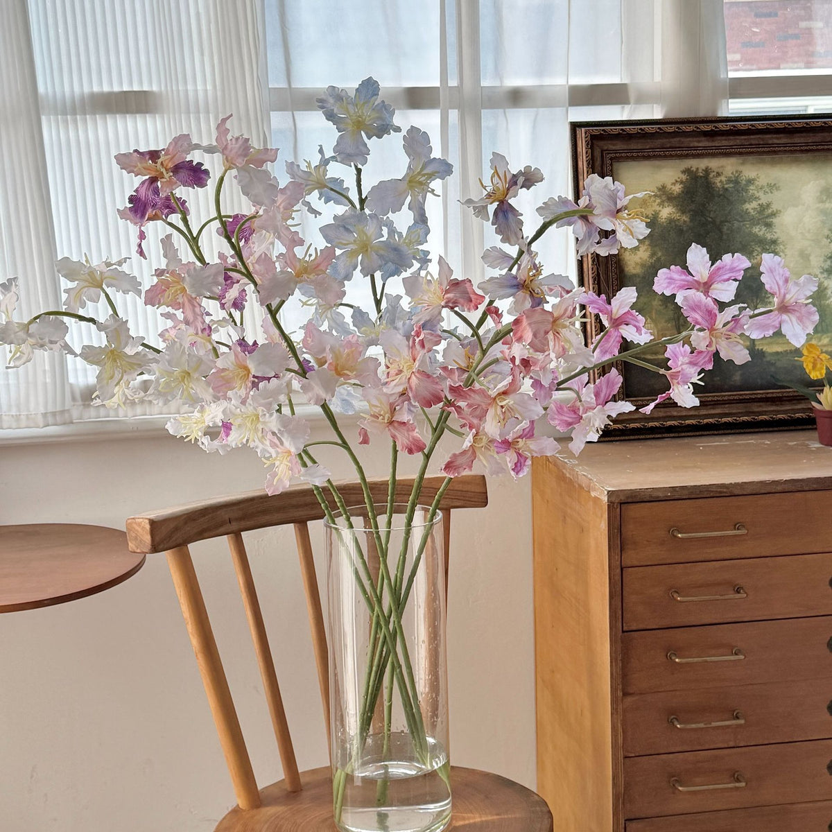 Künstliche Irisblüten, 9-blütiger Busch, 94 cm Höhe, aus Seidenstoff, für Hochzeiten und Innendekoration