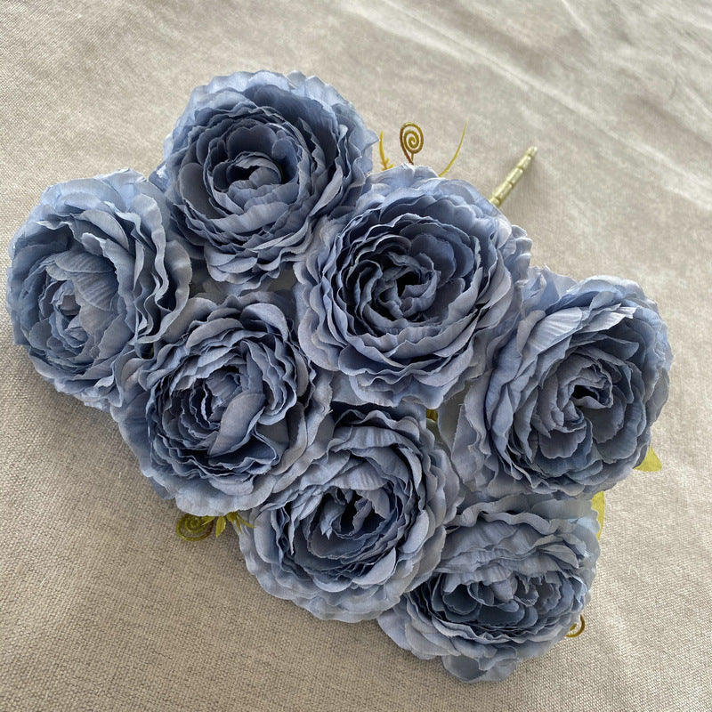 Künstliche Pfingstrosen-Strauß, 40 cm hoch mit 7 Blüten, aus Seidenstoff für Hochzeiten und Innendekoration
