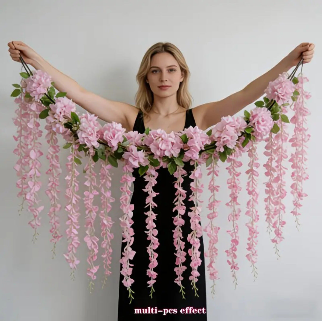 Künstliche Wisteria-Girlande, 230 cm, aus seidenähnlichem Polyester, für Innendekoration, Hochzeiten und Gewerberäume