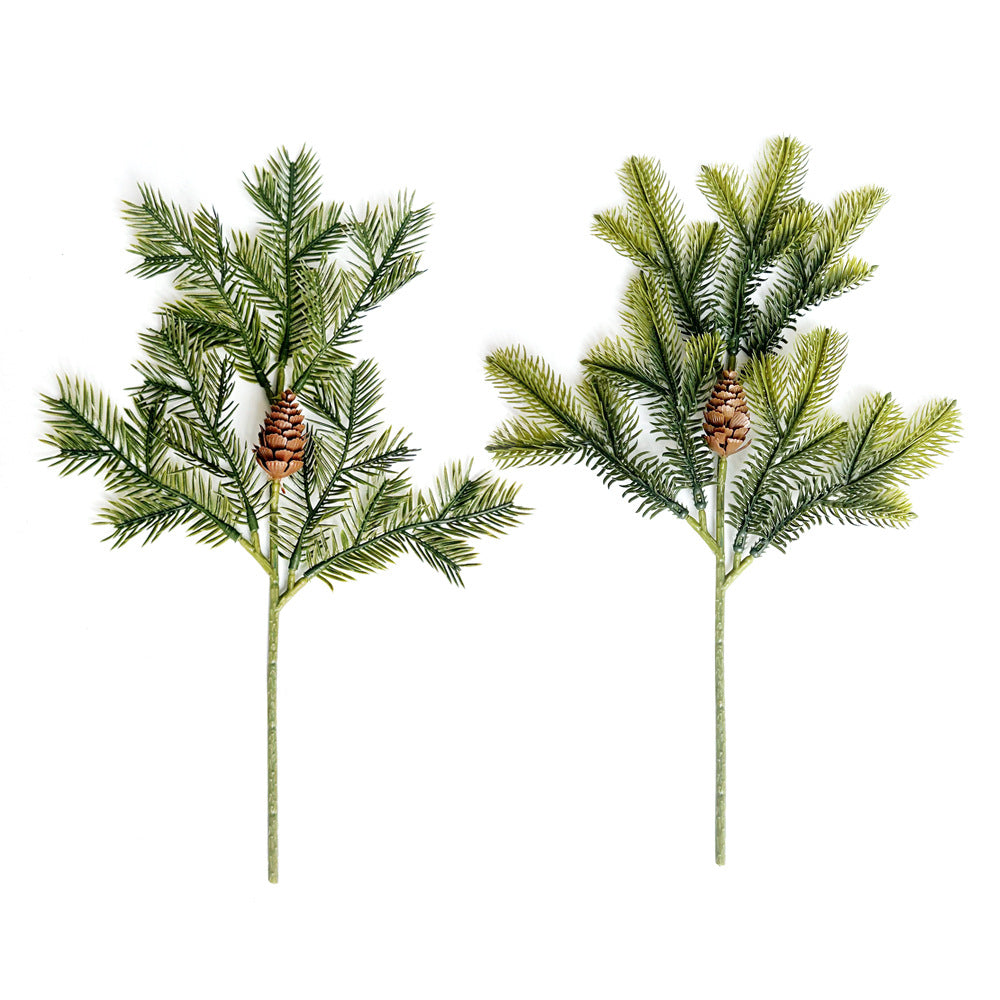 Künstliche Roten Beeren, Kiefernnadeln und Zypressenzweige, Einzelzweig mit Kunststoff, biegbar, für Weihnachtsdeko, Floristik und Schaufenster