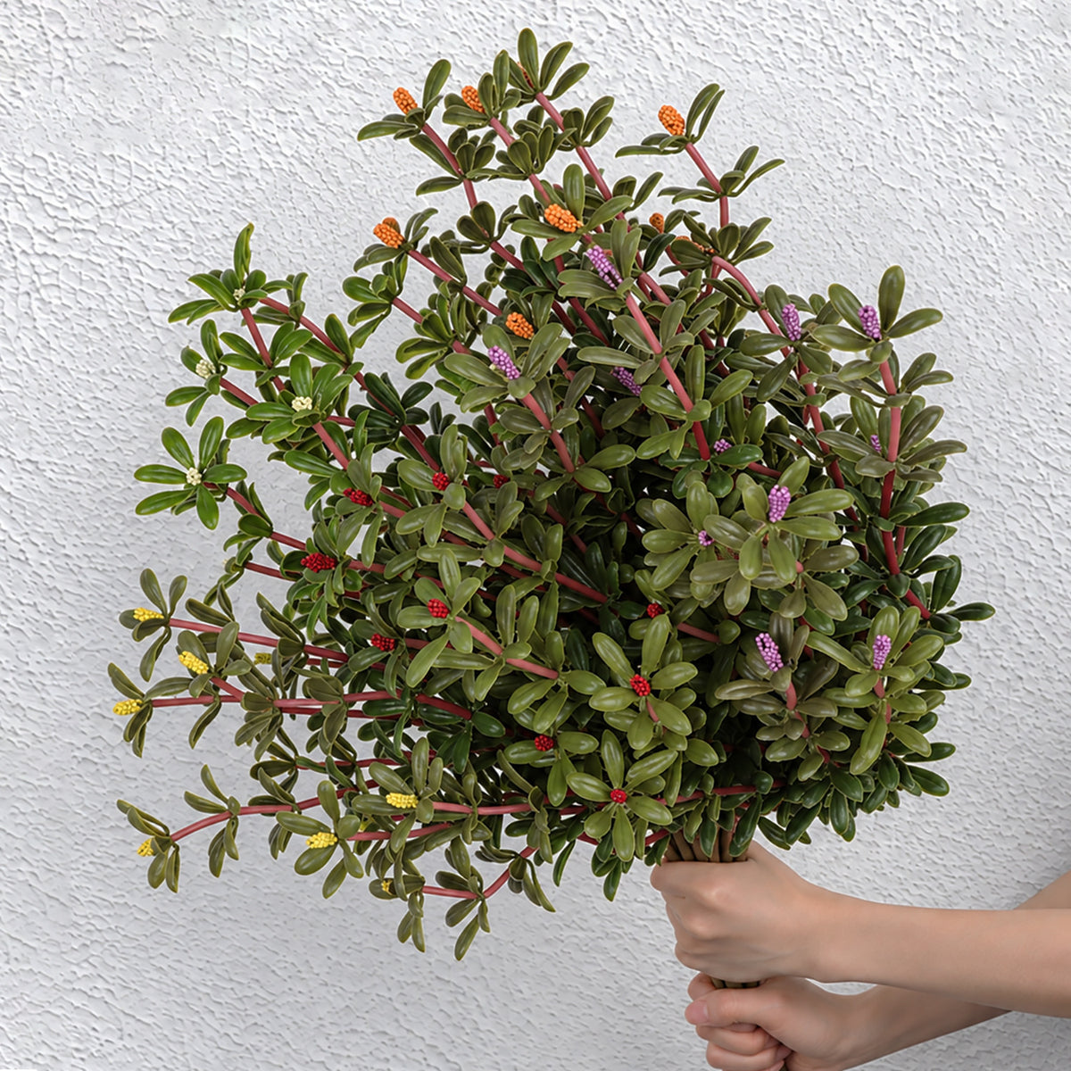 Künstliche Portulak-Pflanze (Bush) mit Stielen, Kunststoff PE/PVC, 34 cm, für Hochzeit, Schaufenster und Raumdekoration
