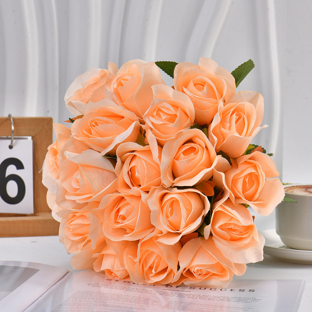 Künstliche Schneeberg-Rose, Einzelstiel mit 1 Blüte, biegbarer Stiel aus Stoff und Draht, für Hochzeit, Hotel und Zuhause