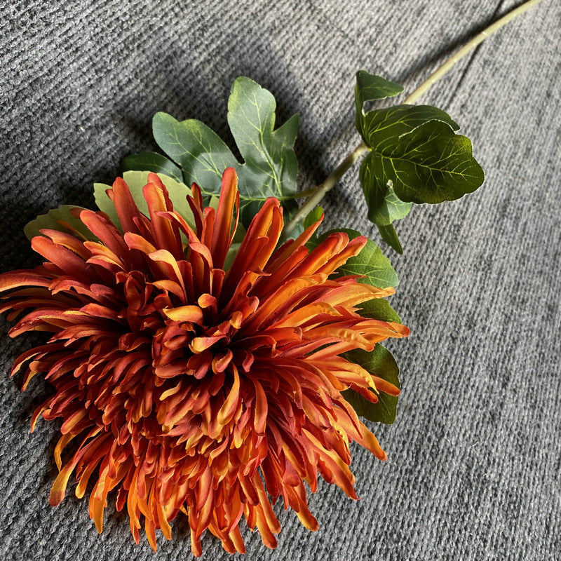 Künstliche Chrysantheme, einzelner Stiel mit 18 cm Blüte, 73 cm hoch, aus Seidenstoff, für Hochzeiten und Innendekoration