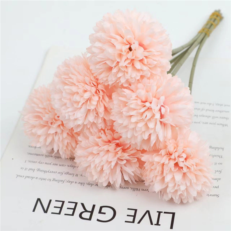 Künstliche Pompon-Chrysantheme, 10 Einzelstiele mit je 1 Blüte, Stoffblüten in Macaron-Farben, für Hochzeit & Dekoration