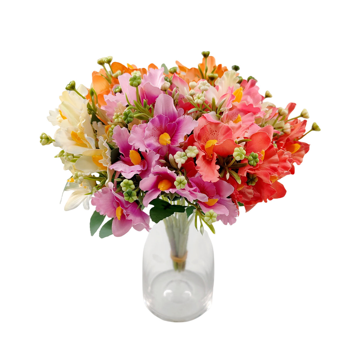 Künstliche Cattleya-Blumenstrauß, 30 cm hoch, 10 Blüten, Seidenstoff, rustikaler Stil, für Hochzeiten und Innendekoration