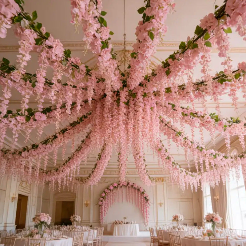 Künstliche Wisteria-Girlande, 230 cm, aus seidenähnlichem Polyester, für Innendekoration, Hochzeiten und Gewerberäume