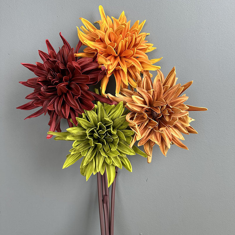 Künstliche Chrysantheme aus PU, einzelner Stiel mit 20 cm Blüte, 62 cm hoch, für Hochzeiten, Büro und Innendekoration
