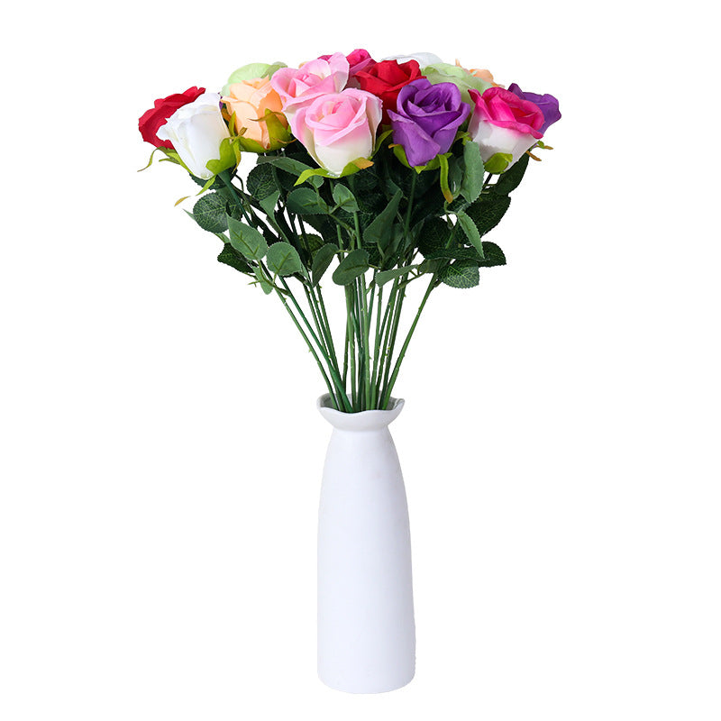 Künstliche Schneeberg-Rose, Einzelstiel mit 1 Blüte, biegbarer Stiel aus Stoff und Draht, für Hochzeit, Hotel und Zuhause